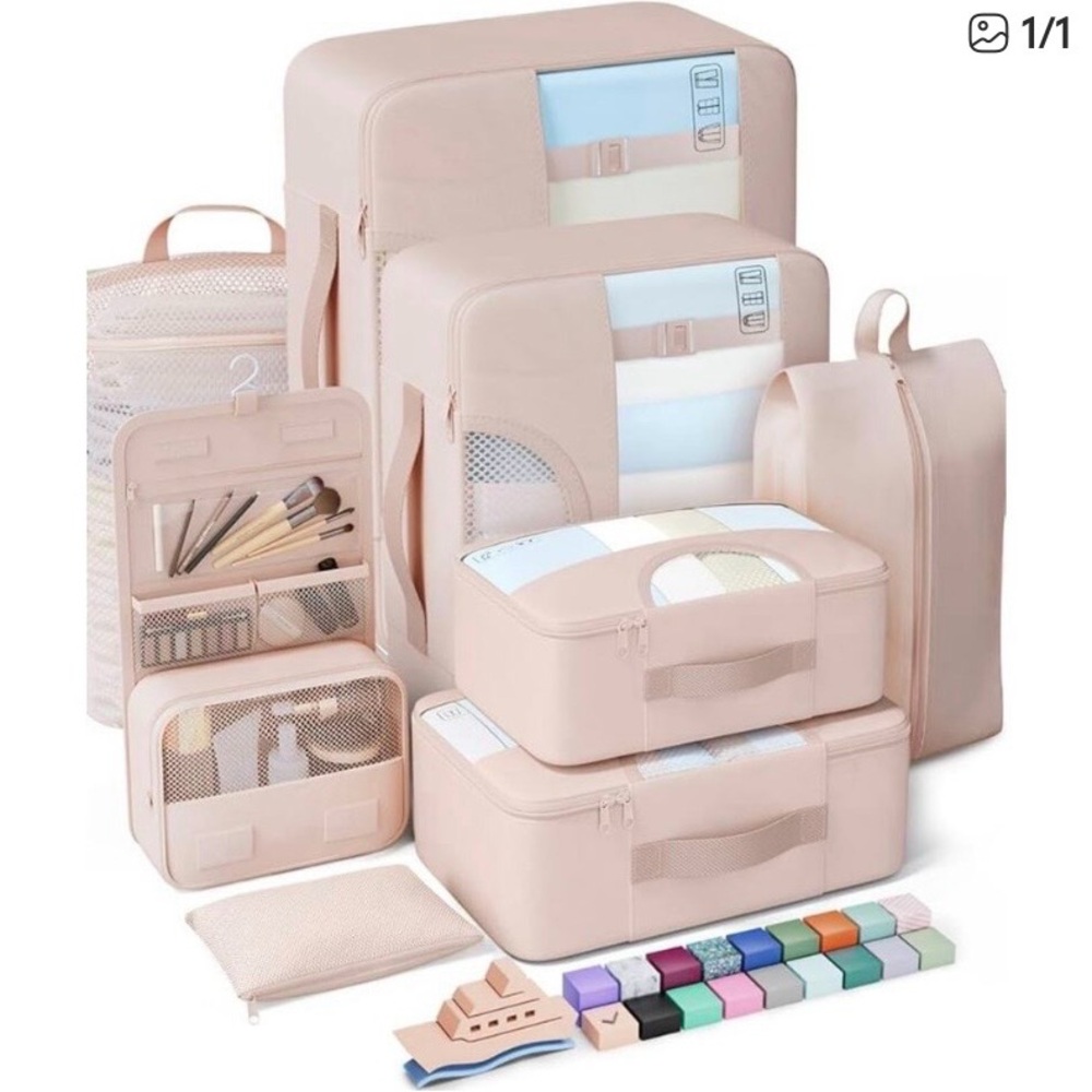 New Blush Pink Travel & Home Packing Cube Set by Veken 8 Piece